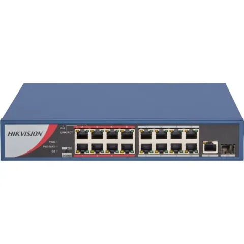 DS-3E0318P-E/M 16 Port 100 Mbps PoE Yönetilemez Switch